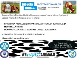 Compania Bioveta România vă invită la Simpozionul organizat în parteneriat cu Facultatea de Medicină Veterinară din Timișoara, În data de 25.04.2023.