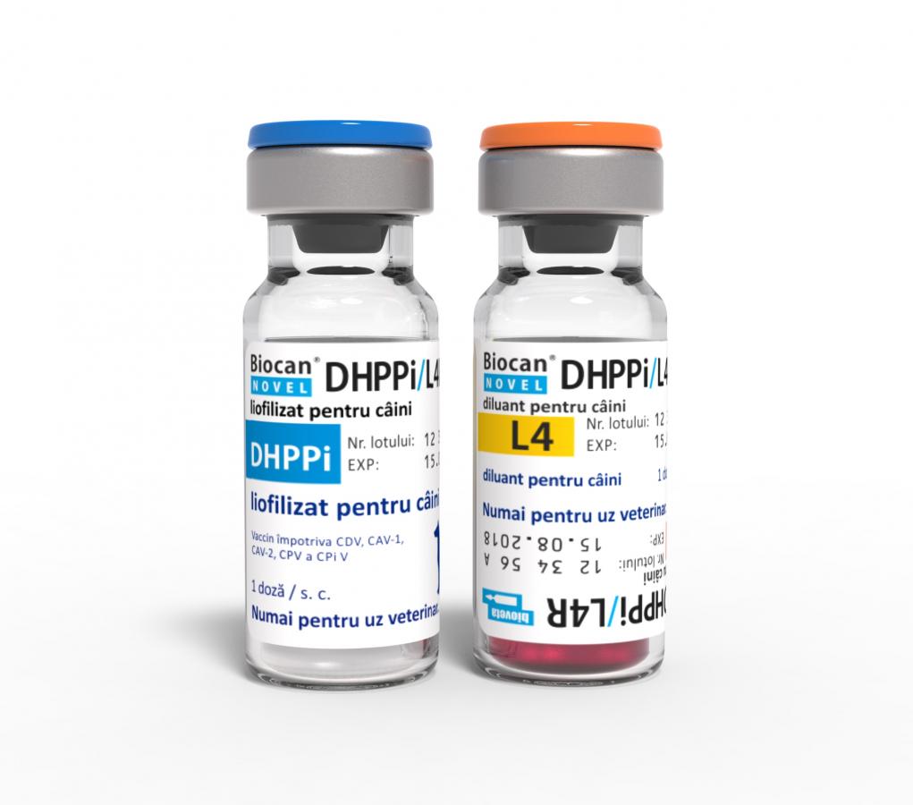 Biocan Novel DHPPi/L4R, liofilizat și diluant pentru suspensie injectabilă pentru câini